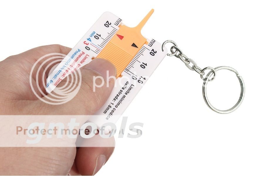 Pocket Size Tire Tyre Tread Depth Checker Checking Guage With Key Ring